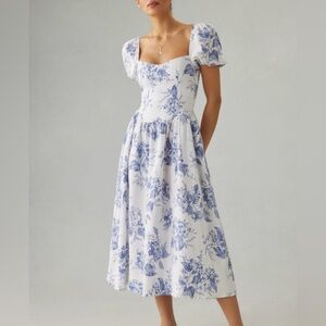 NWT Reformation Floral Blue and White Dress
